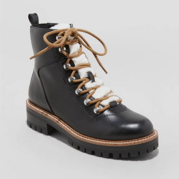 Women's Leighton Hiking Boots with Memory Foam Insole - A New Day Black 8.5 - Picture 1 of 10